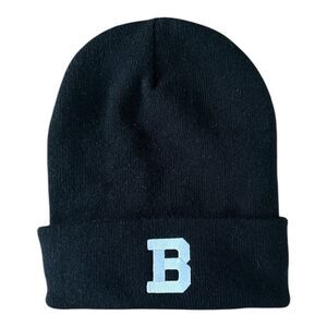 Black Knit Beanie Fleece Lined Streetwear Cold-Weather Staple Unisex Logofit